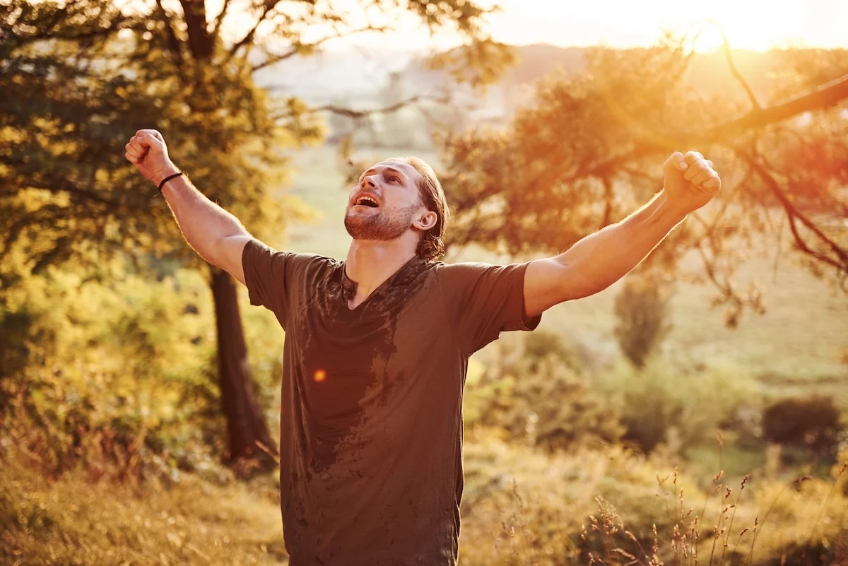 man feeling lighter and healthy with medical weight loss