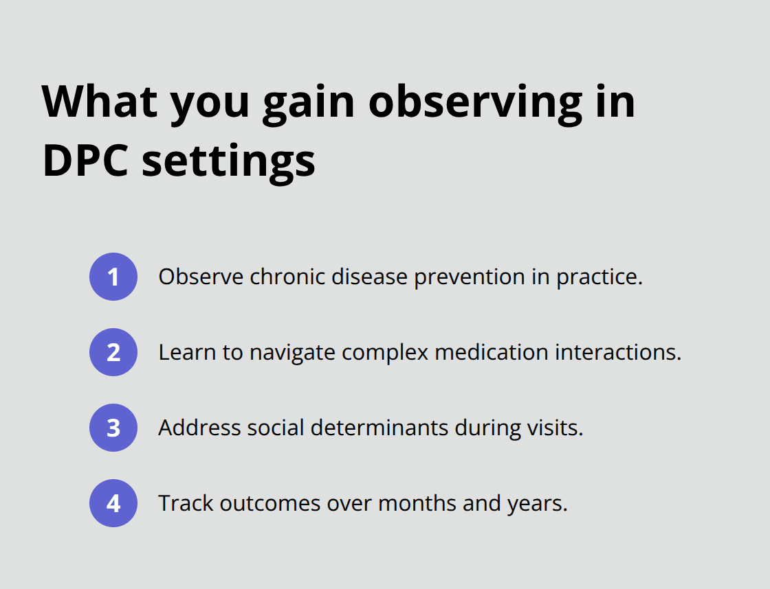Compact list of core learning benefits from Direct Primary Care observation. - direct patient care experience