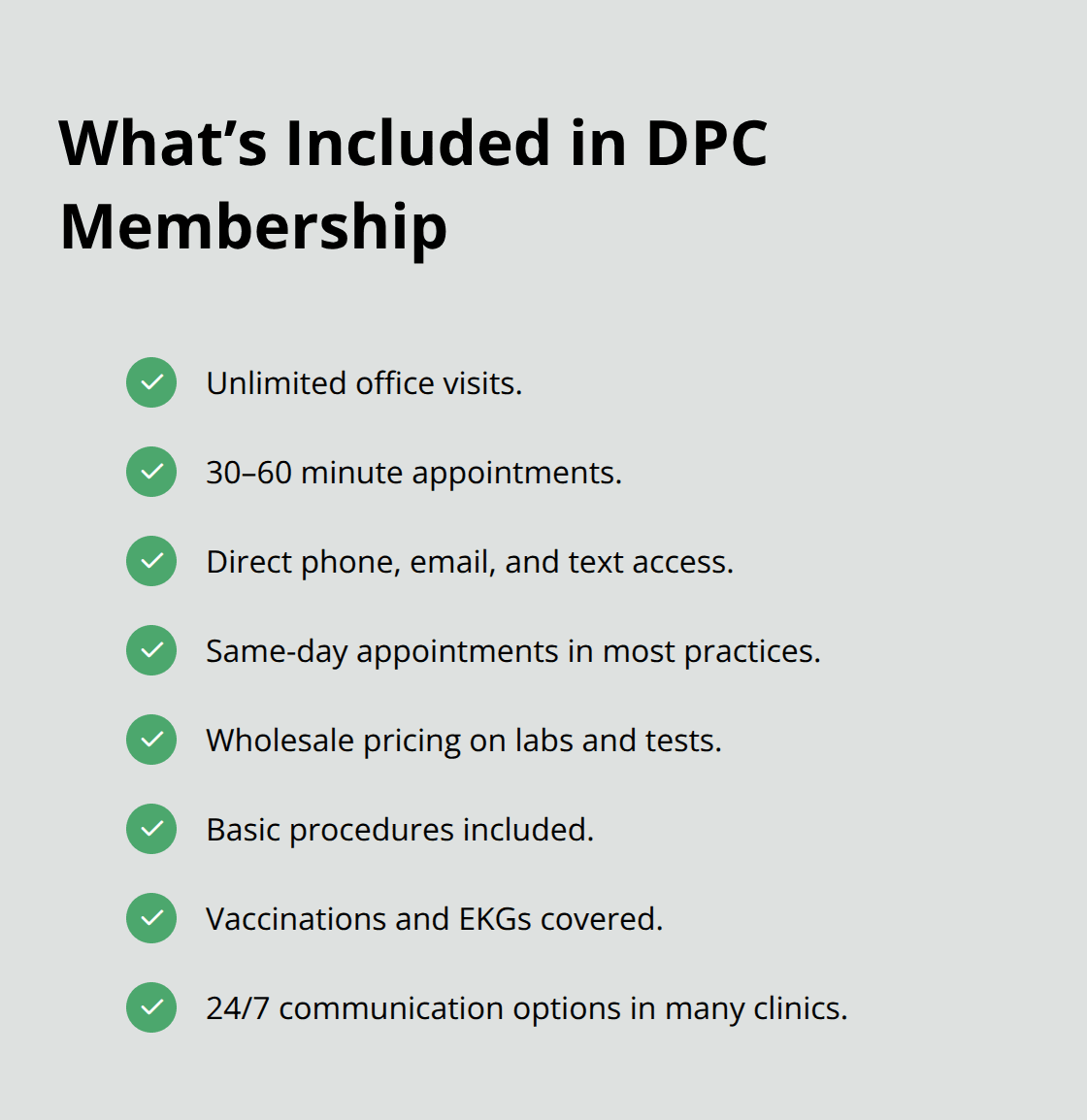How Does Direct Primary Care Work? 6 Checklist of services and access features commonly included with direct primary care in the U.S. - how does direct primary care work