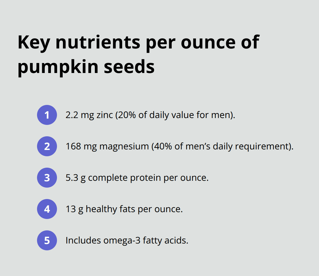 Compact list of core nutrients in one ounce of pumpkin seeds relevant to men in the Philippines - pumpkin seeds men's health