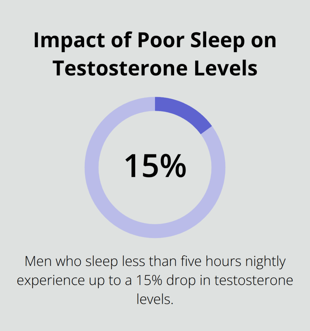Chart showing a 10-15% drop in testosterone levels for men who sleep less than five hours nightly